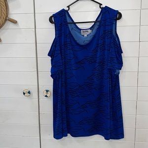 Leota black and blue blouse, 4X